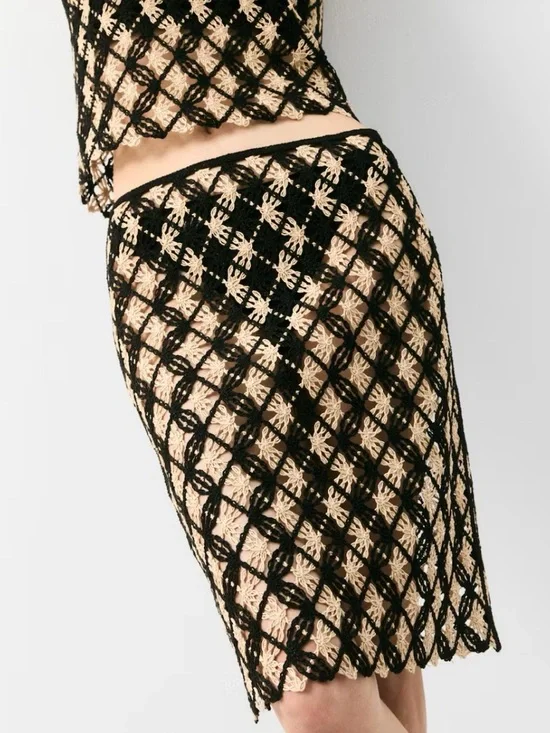 H&M Edition Crochet Look Skirt in Black Light Beige. NWT. S&M Available - Picture 1 of 10